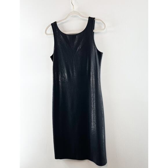 St. John Couture Wool Blend Sleeveless Scoop Neck Knit Shift Mini Dress Black 4 - Picture 4 of 7